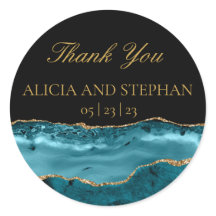 ティール（緑がかった色）金ゴールドアゲート結婚式の引き出物サンキューユー