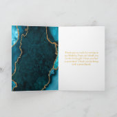 ティール（緑がかった色）金ゴールドアゲート誕生日 サンキューカード (内部)