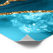 ティール(緑がかった色)金ゴールドアゲ結婚ートの8テーブル座席表 ポスター (角)