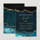 ティール（緑がかった色）・金ゴールドアゲ結婚ート新婚旅行ファンド エンクロージャーカード (正面/裏面)