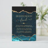 ティール（緑がかった色）・金ゴールドアゲ結婚ート新婚旅行ファンド エンクロージャーカード (スタンド正面)