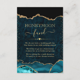 ティール（緑がかった色）・金ゴールドアゲ結婚ート新婚旅行ファンド エンクロージャーカード