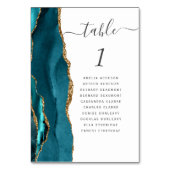 ティール(緑がかった色)金ゴールドアゲ結婚ート テーブルナンバー (裏面)
