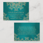 ティール(緑がかった色)金ゴールドインスパイアインディアン披露宴エンクロージャカード エンクロージャーカード (正面/裏面)
