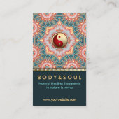 ティール(緑がかった色)金ゴールドエネルギー修復ホリスティック名刺 名刺 (裏面)