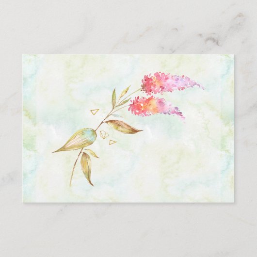 *~*ティール(緑がかった色)金ゴールドエレガントモダンフローラ結婚式RSVP エンクロージャーカード (裏面)