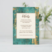 ティール（緑がかった色）金ゴールドエレガント抽象芸術水結婚色 エンクロージャーカード (スタンド正面)