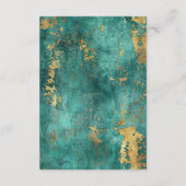 ティール（緑がかった色）金ゴールドエレガント抽象芸術水結婚色 エンクロージャーカード (裏面)