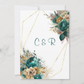 ティール（緑がかった色）&金ゴールドカスタムウェディング 招待状 (裏面)