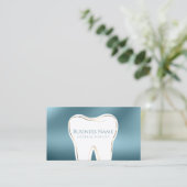 ティール（緑がかった色）&金ゴールドカスタム歯科医の名刺 名刺 (スタンド正面)