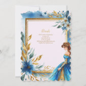 ティール(緑がかった色)金ゴールドキンセアニェラドレスセレモニー披露宴 招待状 (裏面)