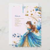 ティール(緑がかった色)金ゴールドキンセアニェラドレスセレモニー披露宴 招待状 (裏面)