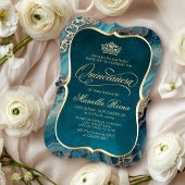 ティール（緑がかった色）金ゴールドキンセアニラ 招待状