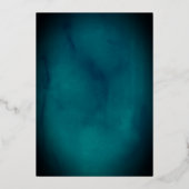 ティール（緑がかった色）金ゴールドクラウンバラテーマキンセアニェラ 箔招待状 (裏面)