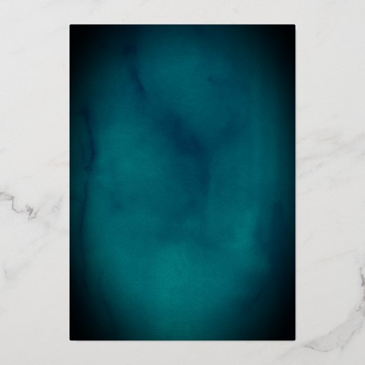 ティール（緑がかった色）金ゴールドクラウンフローラキンセアニェラ 箔招待状 (裏面)