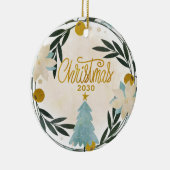 ティール（緑がかった色）金ゴールドクリスマスツリーセラミックセラミックオーナメント セラミックオーナメント (右)