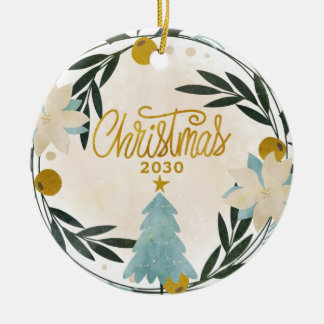 ティール（緑がかった色）金ゴールドクリスマスツリーセラミックセラミックオーナメント セラミックオーナメント