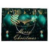 ティール（緑がかった色）&金ゴールドクリスマスボーブルオーナメント  ラージペーパーバッグ (裏面)