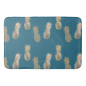 ティール（緑がかった色）金ゴールドグラムパイナップル バスマット (正面)