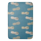 ティール（緑がかった色）金ゴールドグラムパイナップル バスマット (正面縦)