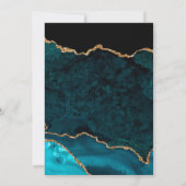 ティール(緑がかった色)金ゴールドグリッターアゲートゲ結婚ーズ 招待状 (裏面)