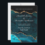 ティール（緑がかった色）金ゴールドグリッターアゲートゲ結婚ーズ 招待状<br><div class="desc">ティール（緑がかった色）ターコイズと金ゴールドグリッターアゲートエレガントシック結婚式招待状。作成©ルバ結婚式。</div>