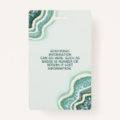ティール（緑がかった色）金ゴールドグリッターアゲートジオデラックスIDバッジ バッジ (裏面)