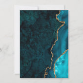 ティール（緑がかった色）&金ゴールドグリッターアゲート&マーブルスウィート16 招待状 (裏面)