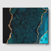 ティール（緑がかった色）&金ゴールドグリッターアゲ結婚ートズゲストブック ゲストブック (裏面)