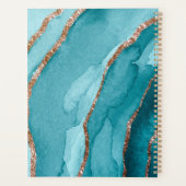 ティール（緑がかった色）&金ゴールドグリッターアルコールインクモノグラムと名前 プランナー手帳 (裏面)