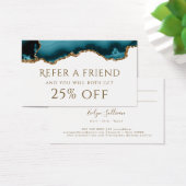 ティール(緑がかった色)金ゴールドグリッターエージェント紹介カード (デスク)