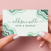 ティール（緑がかった色）金ゴールドグリッターゲートGeode名刺 名刺