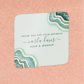 ティール（緑がかった色）金ゴールドグリッターゲートGeode Business Thank You スクエアシール