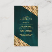 ティール(緑がかった色)金ゴールドグリッターハニービーキーパー 名刺 (裏面)