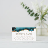 ティール（緑がかった色）金ゴールドグリッターロイヤリティカード 名刺 (スタンド正面)