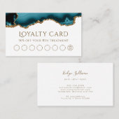 ティール（緑がかった色）金ゴールドグリッターロイヤリティカード 名刺 (正面/裏面)