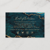 ティール（緑がかった色）&金ゴールドグリッター水カラーギルド瑪瑙 名刺 (裏面)