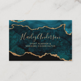 ティール(緑がかった色)&金ゴールドグリッター水カラーギルド瑪瑙 名刺