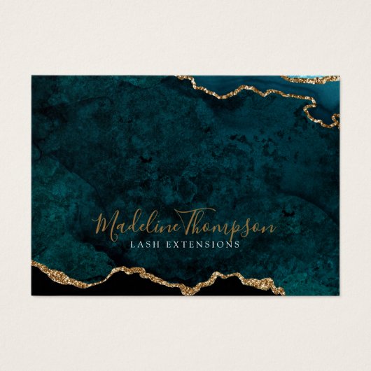 ティール(緑がかった色)金ゴールドグリッター申告事業用商品券 (正面)