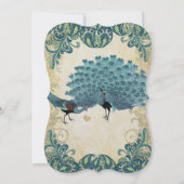 ティール(緑がかった色)金ゴールドグリーンブルーピーコック結婚式招待状 招待状 (裏面)