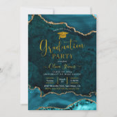 ティール(緑がかった色)金ゴールドゲート卒業党招待状 招待状 (正面)