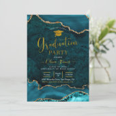 ティール(緑がかった色)金ゴールドゲート卒業党招待状 招待状 (スタンド正面)