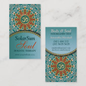 ティール（緑がかった色）&金ゴールドサンシャインヨガニューエイジ名刺 名刺 (正面/裏面)