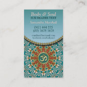 ティール（緑がかった色）&金ゴールドサンシャインヨガニューエイジ名刺 名刺 (裏面)