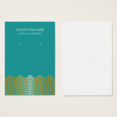 ティール(緑がかった色)金ゴールドシェブロンカスタムイヤリングカード (正面&裏面)