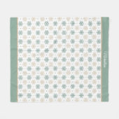 ティール(緑がかった色)金ゴールドスノーフレークパターンフリースブランケット フリースブランケット (正面(横))