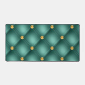 ティール（緑がかった色）金ゴールドダイヤモンドタフテッド デスクマット (正面)