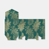 ティール（緑がかった色）金ゴールドダマスク フェイバーボックス (折り畳みなし)