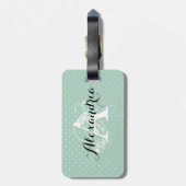 ティール(緑がかった色)金ゴールドドットモノグラム ラゲッジタグ (裏面縦)