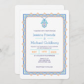 ティール(緑がかった色)金ゴールドハムザ幾何結婚式招待状 招待状 (正面/裏面)